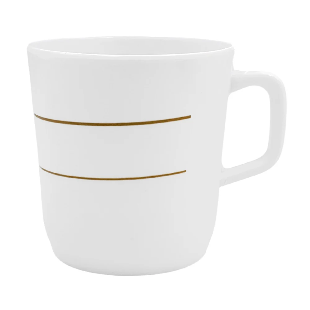 Taza de melamina blanca con rayas doradas, 90g / A1183