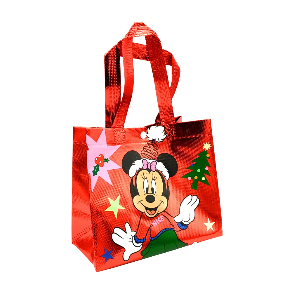 Bolsa de regalo navideña tipo metálica con diseño de minnie, 23.5x20.5x12cm