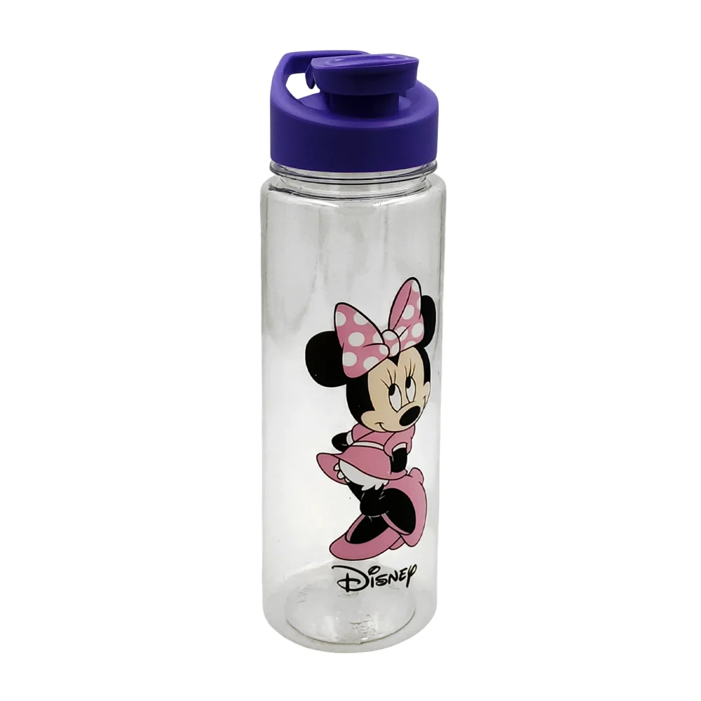 Botella de plástico transparente con estampado de minnie, capacidad 850ml aprox