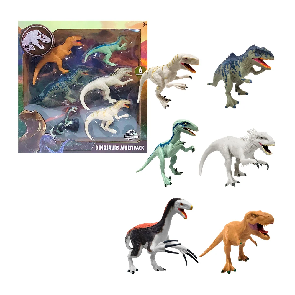 Blíster de 6 figuras en forma de dinosaurios de jurassic world, modelos varios