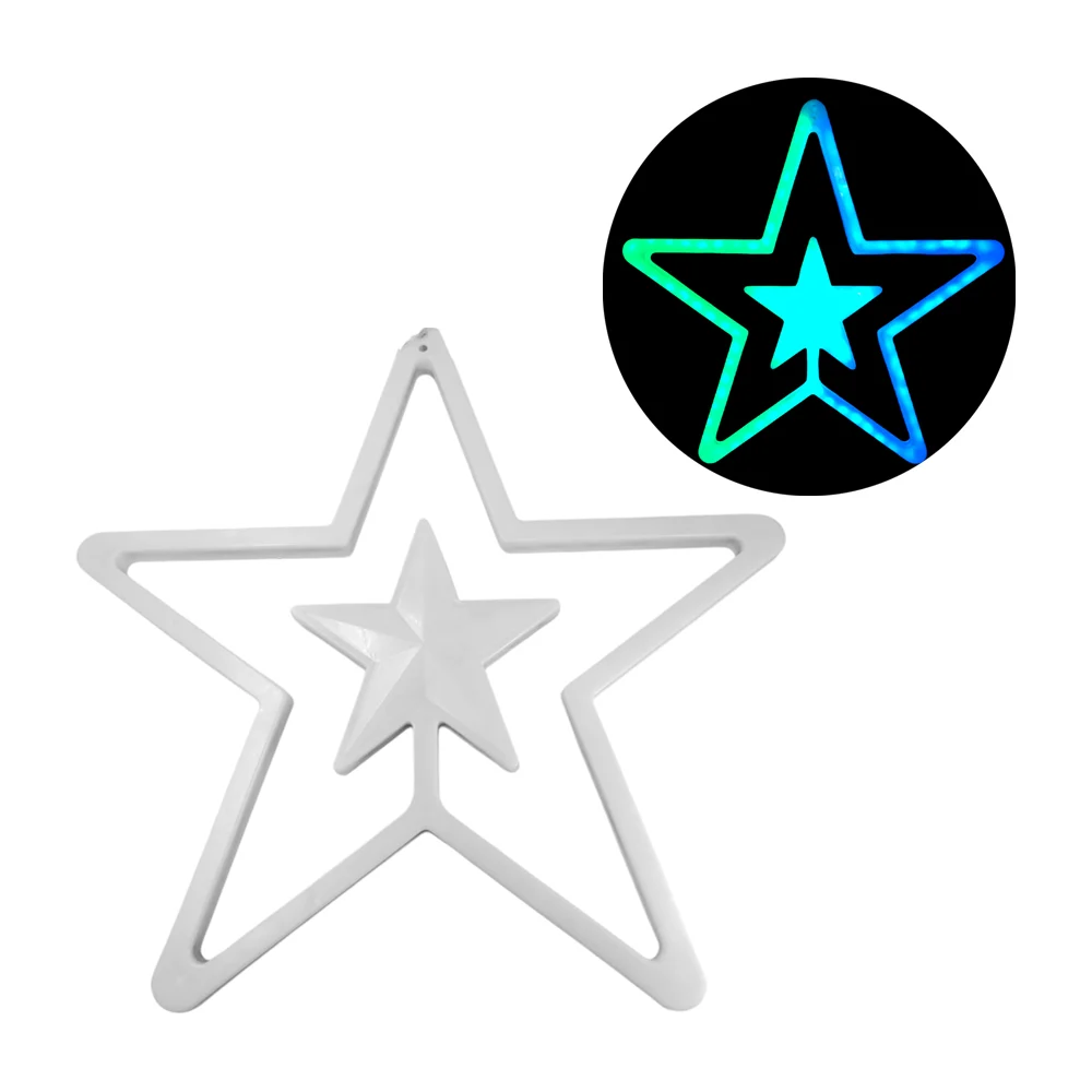 1pza Estrella decorativa grande, con mini estrella interna y leds de colores