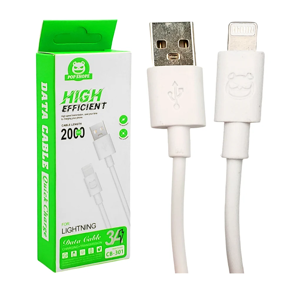 Cable para transferencia de datos y carga rápida con entrada usb a lightning 2mt