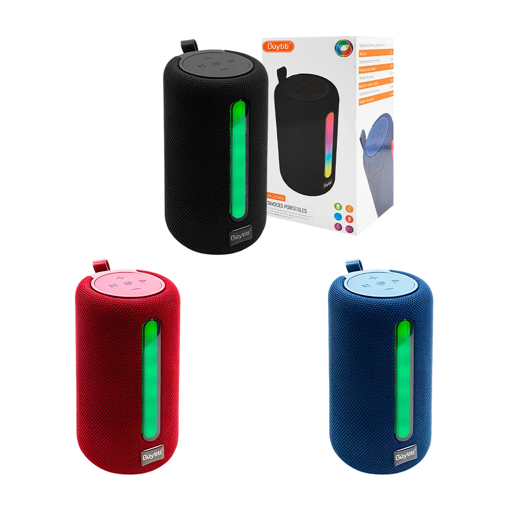 Bocina buytiti cilíndrica portátil, bluetooth con luz rgb, color surtido