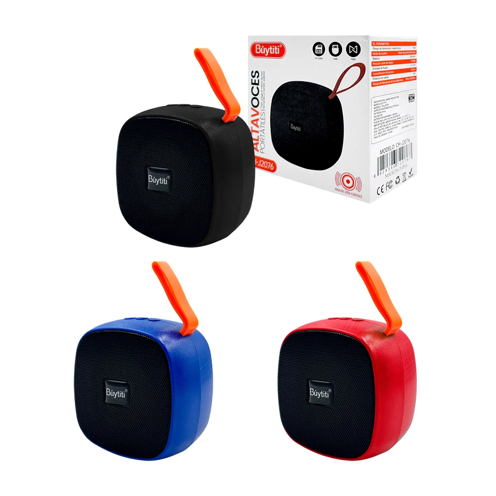 Bocina buytiti pequeña cuadrada bluetooth con usb y tf, asa, variedad de colores