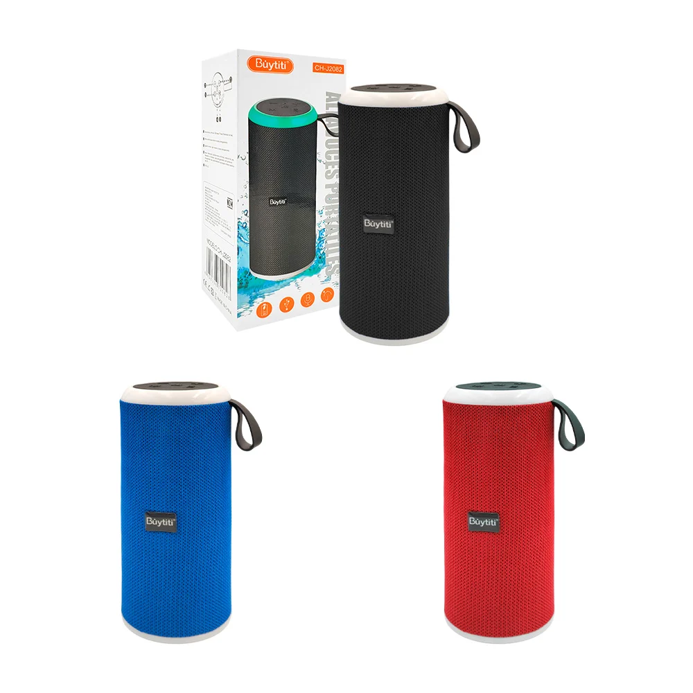 Bocina cilíndrica buytiti portátil, bluetooth, sonido 360, luz rgb, variedad