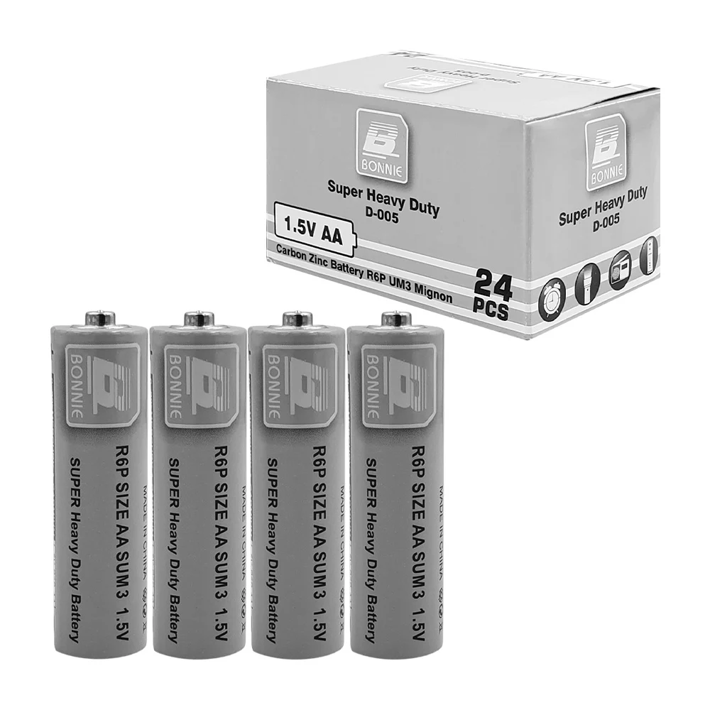 Blister con 4 baterías / pilas super heavy duty AA 1.5v r6p / bonnie