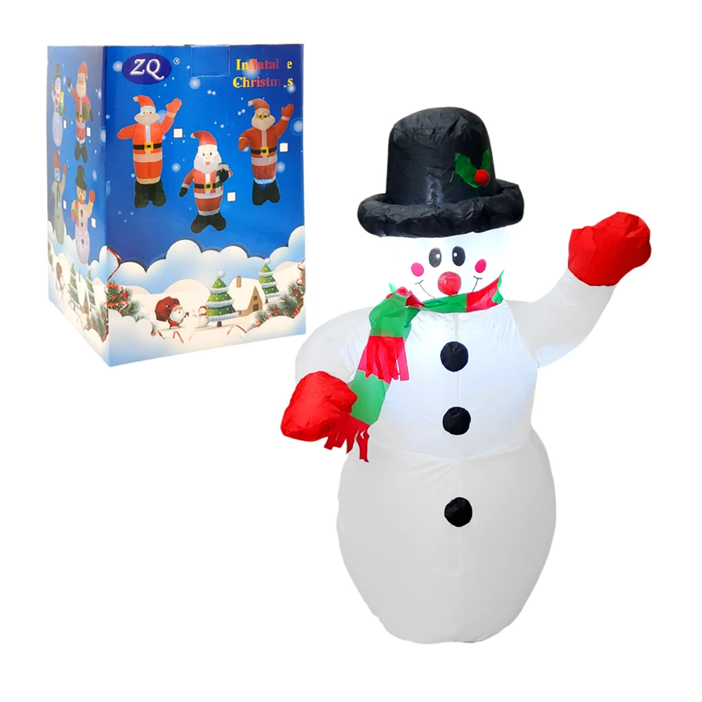 Inflable decorativo en forma de muñeco de nieve con bufanda y medida de 1.2m