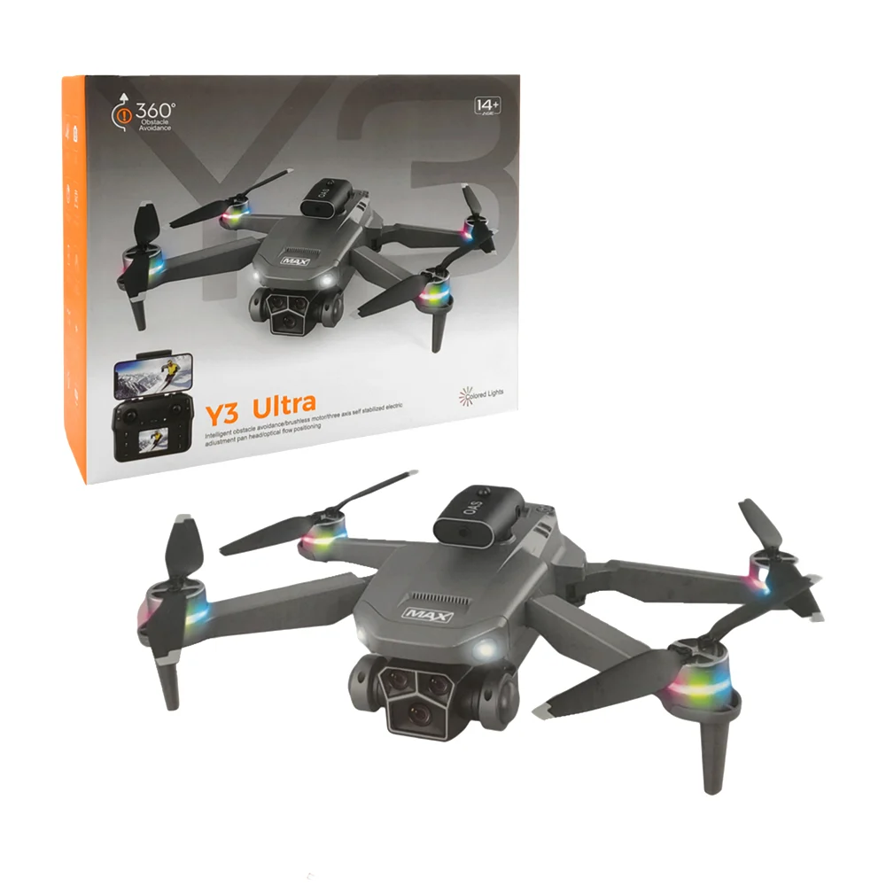Dron recargable con cámara, iluminación led y control remoto, funciones varias