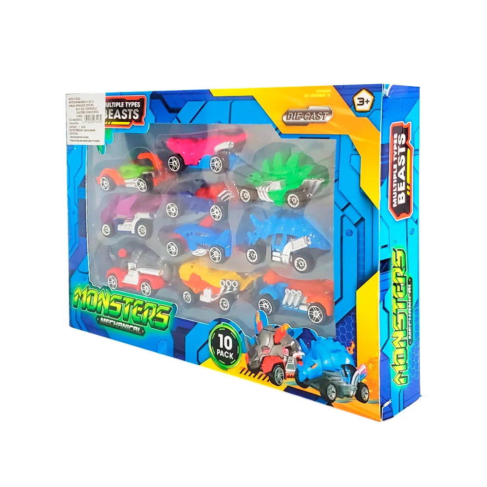 Paquete con 10 carritos con forma de animales, varios modelos / ds2322