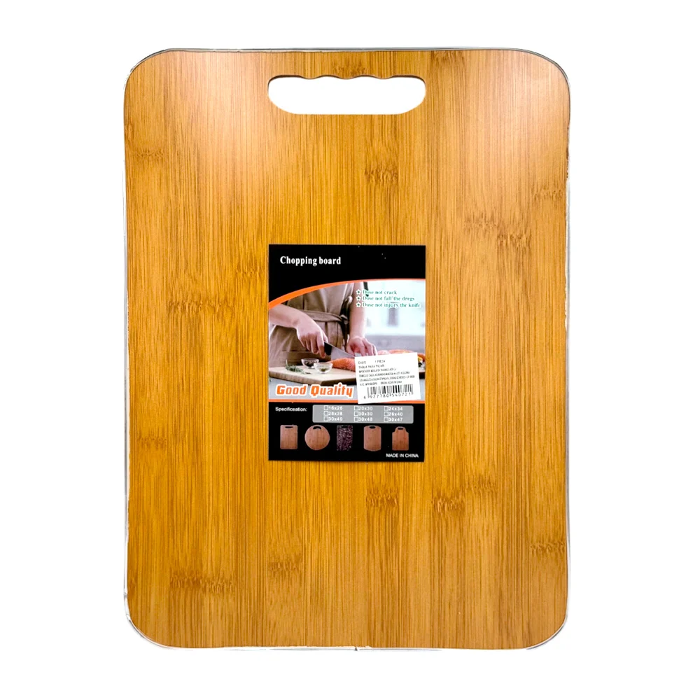 Tabla rectangular de madera con borde metálico 34x28xcm / E4072