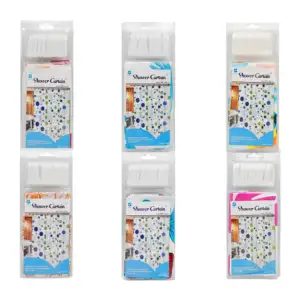 Cortina para baño plástica con diseño estampado, modelos varios / 180…