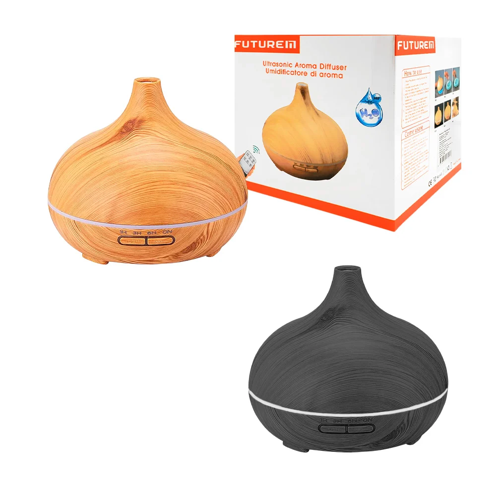 Humidificador futurem con capacidad de 500ml, diseño elegante en madera, surtido