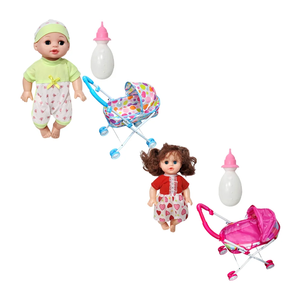 Muñeca bebé con carreola, y biberón, variedad de modelos / gz114-d