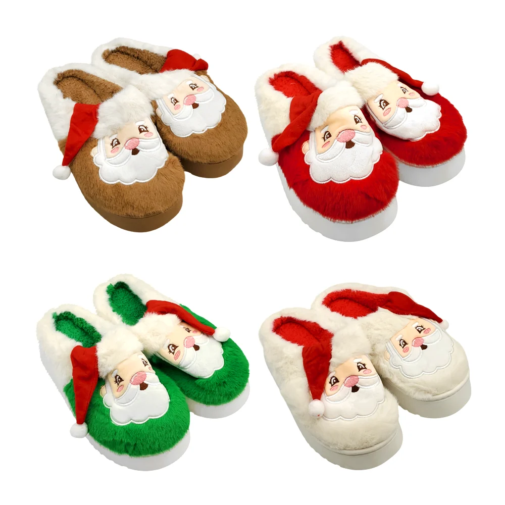 Pantuflas con diseño de santa claus kawaii afelpado, suela alta, color surtido