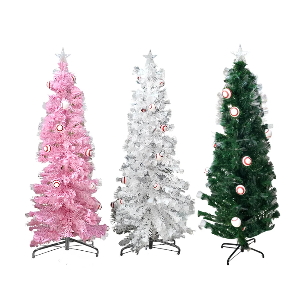 Árbol navideño de fibra óptica multicolor y esferas, variedad de colores