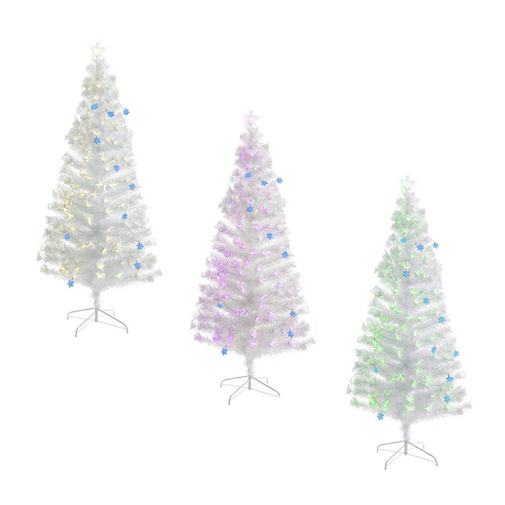 Árbol de navidad blanco con fibra ópti...