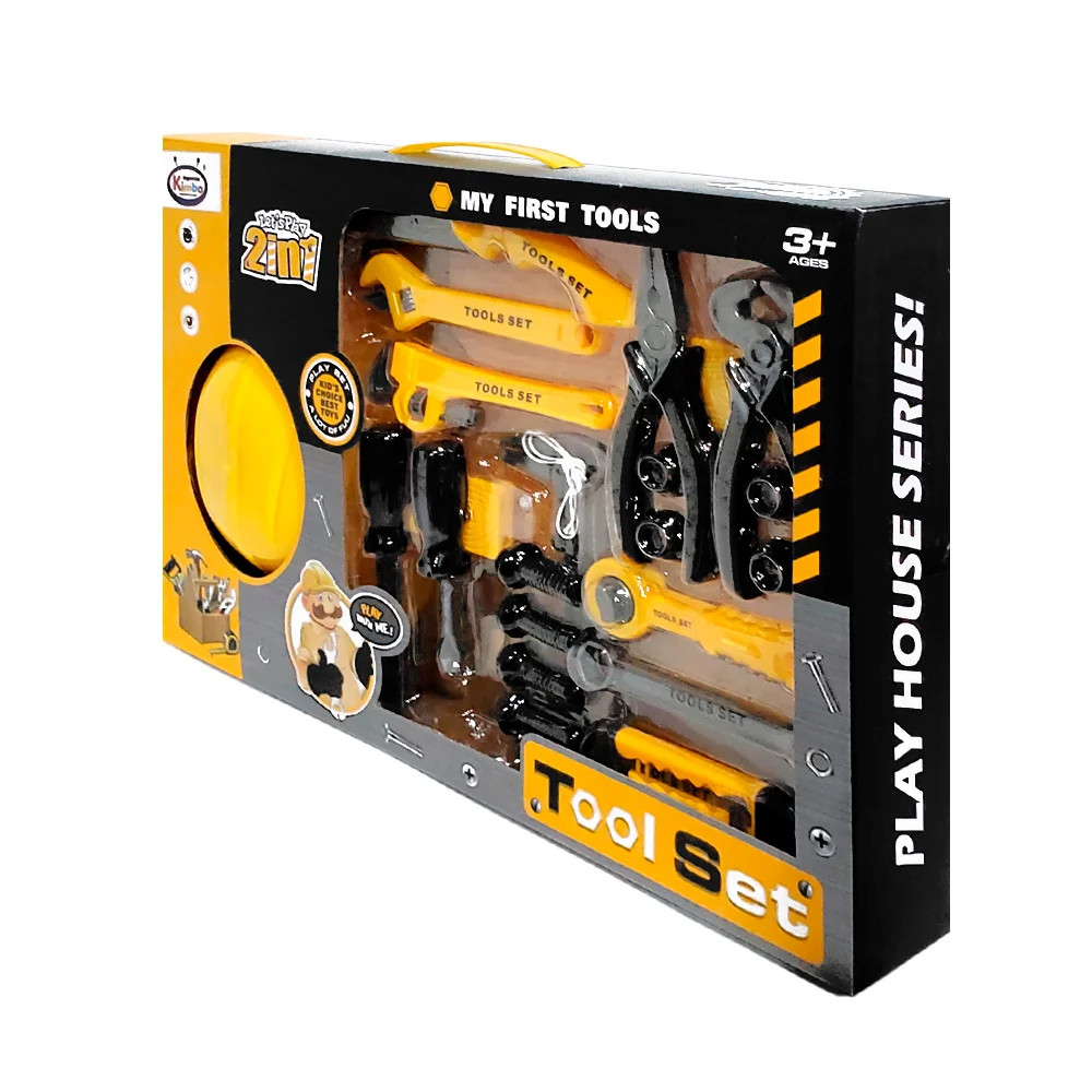 Set de herramientas 2en1 y casco de juguete, variedad de accesorios / tool set
