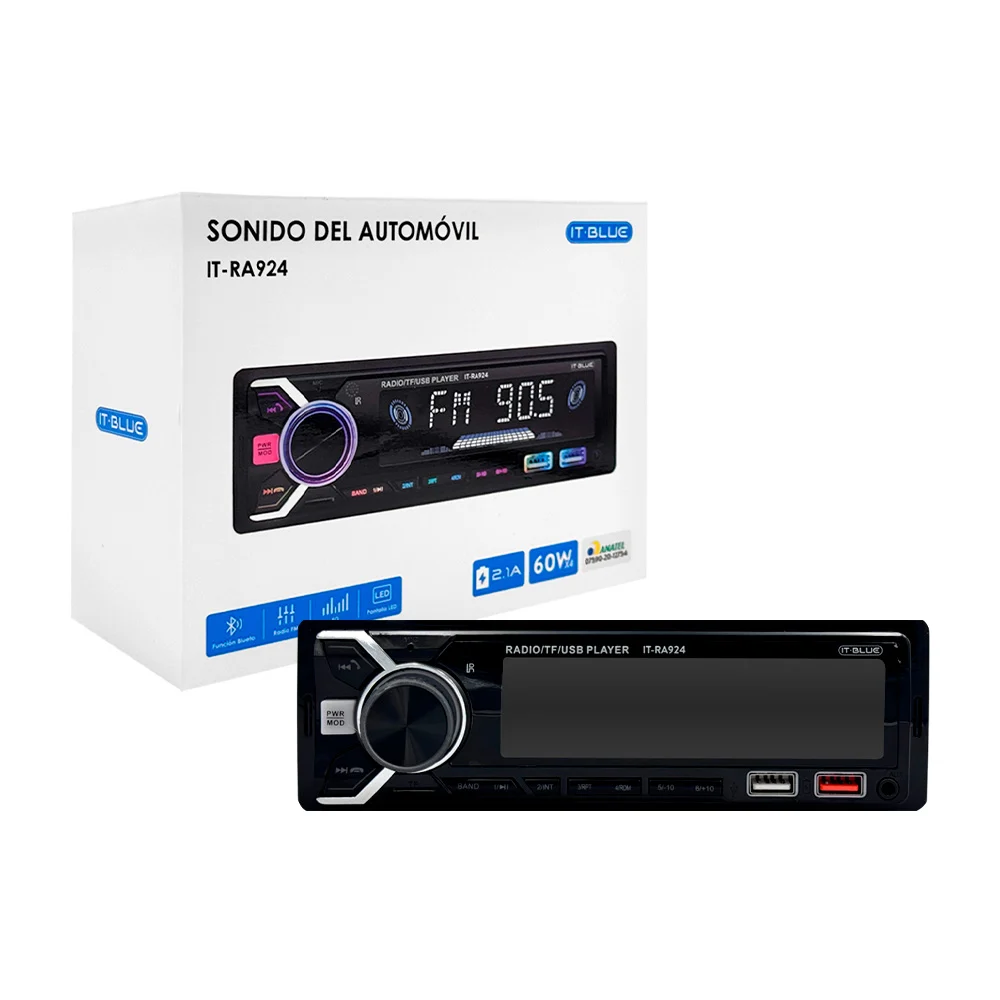 Radio mp3 para coche montable, con luz led, entradas usb y micro sd, usos varios