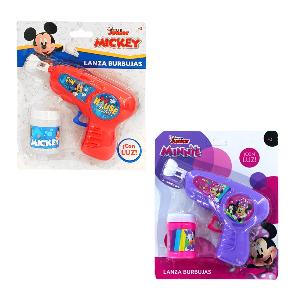 Pistola lanza burbujas con luz led, diseño de minnie y mickey mouse/ j2-ccp19