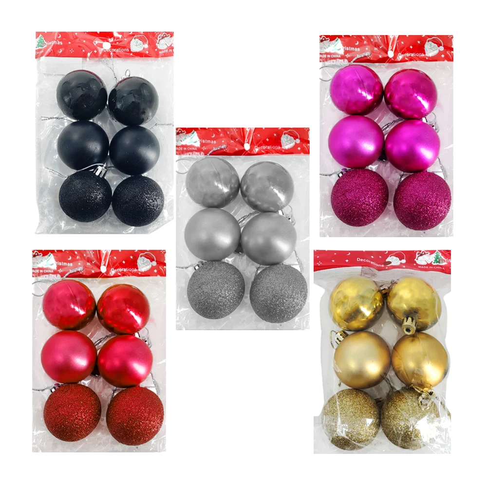 Paquete con 6 esferas navideñas de 4.5cm, variedad de colores / j4111