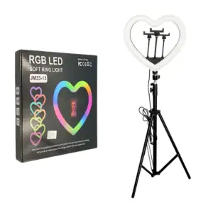 Aro de iluminación rgb de 13 pulgadas en forma de corazón con tripie