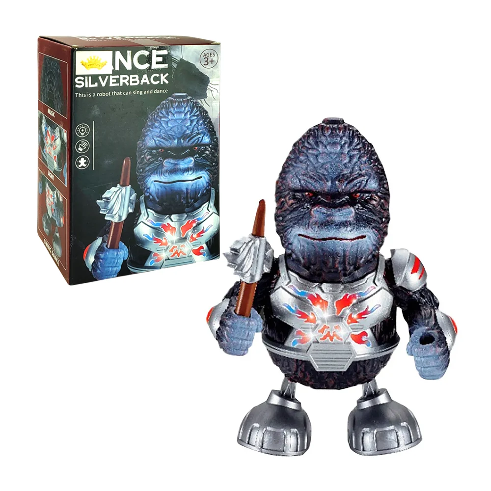 Muñeco musical bailarín con forma de simio guerrero con luces / dance silverback