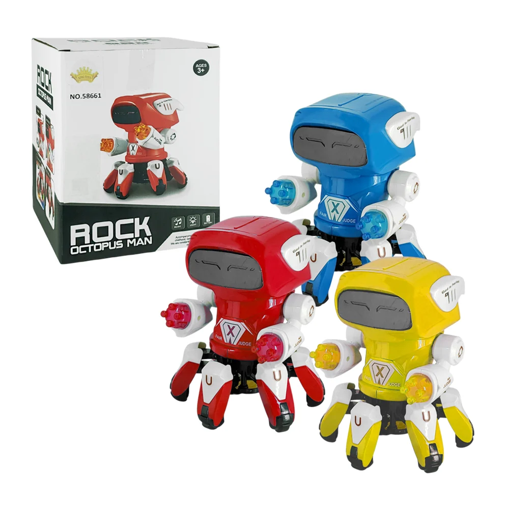 Robot pulpo bailarín con luces y música, varios colores / rock octopus man
