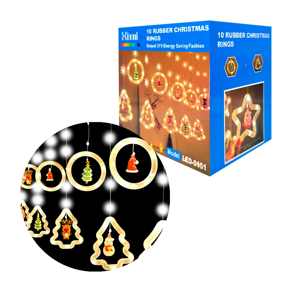 Serie en cascada con figuras 3d, círculos y pinos, en tonos cálidos / led-0151