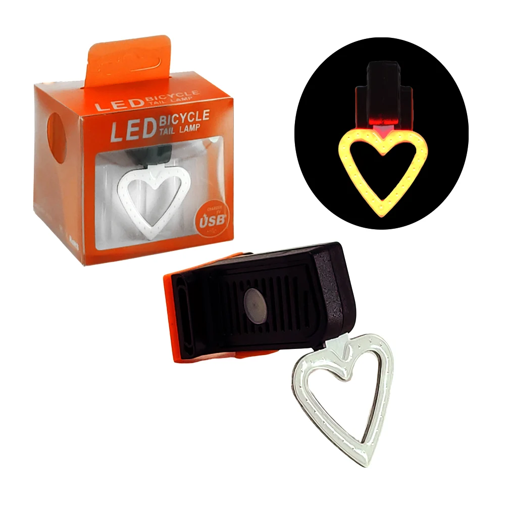 Lámpara trasera para bicicleta, con forma de corazón y 5 modos de iluminación