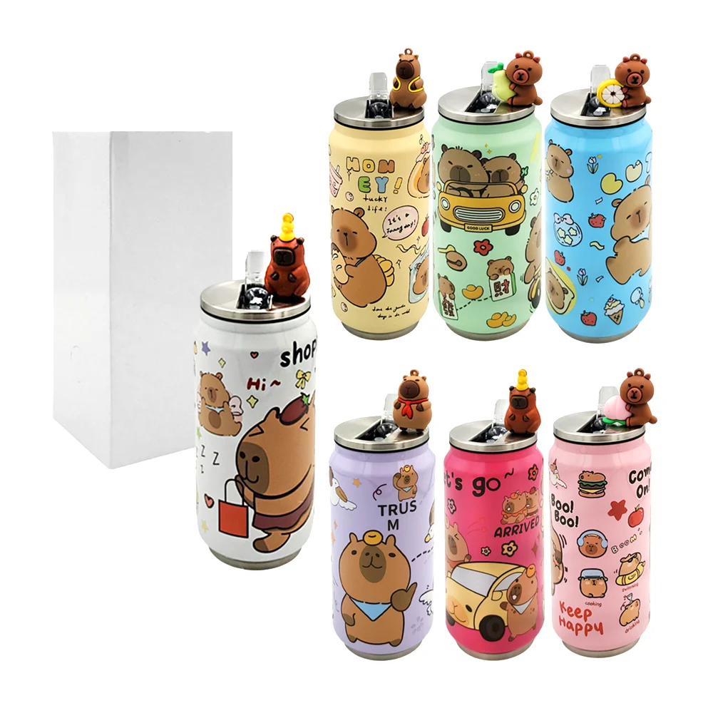 Termo estilo lata, metalico con popote, ...