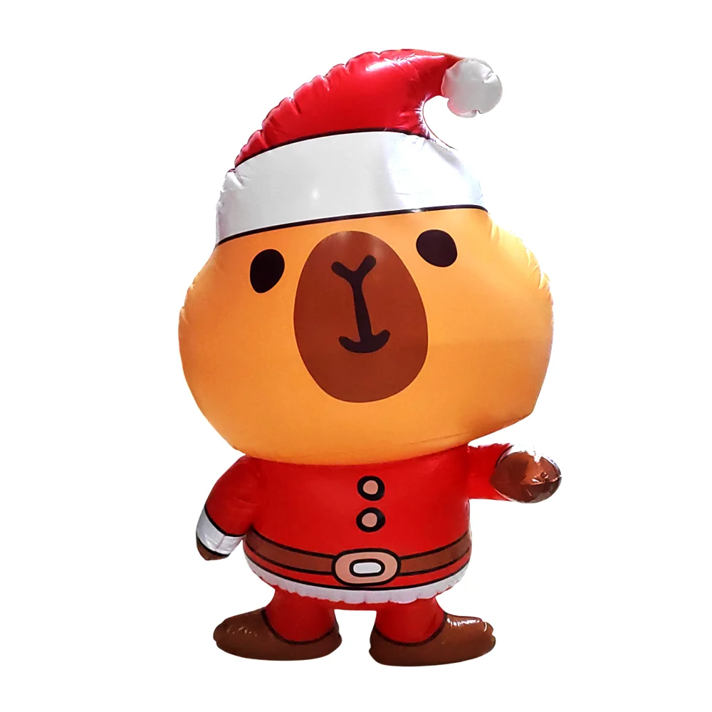 1pza Inflable decorativo grande en forma y con estampado de capibara navideño