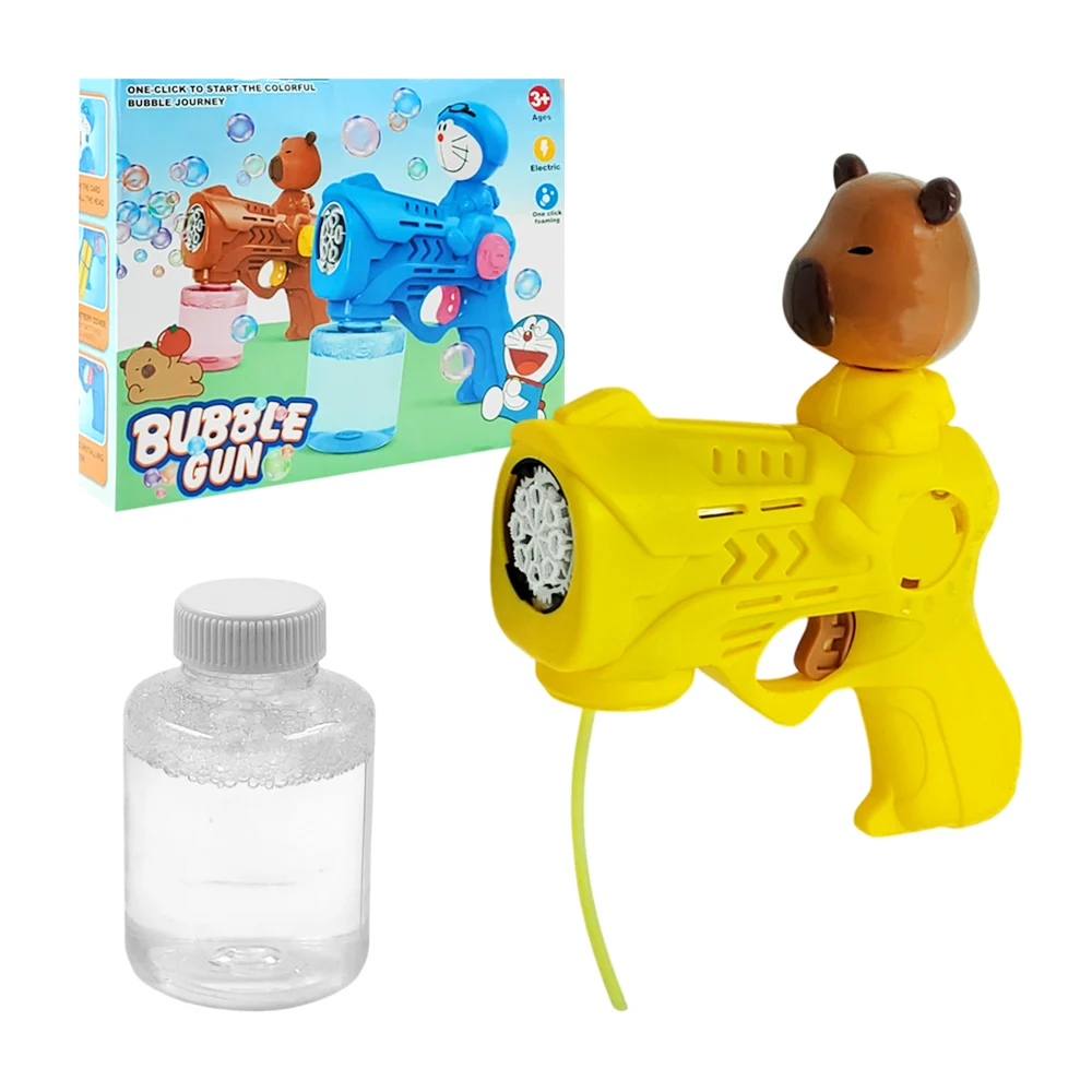 Pistola de burbujas infantiles, de plástico, con figura de personajes animados