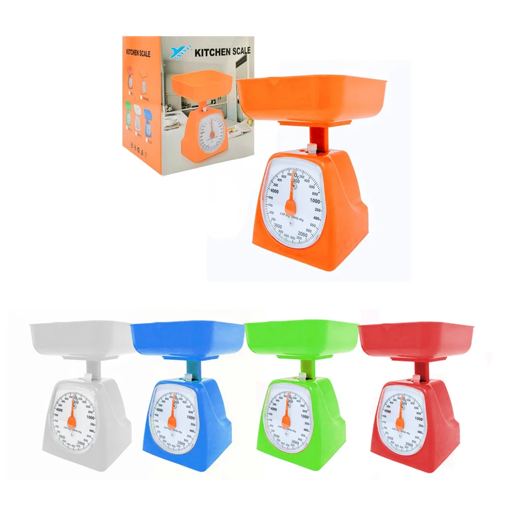 Báscula para cocina, de plástico con capacidad para 5kg, colores varios