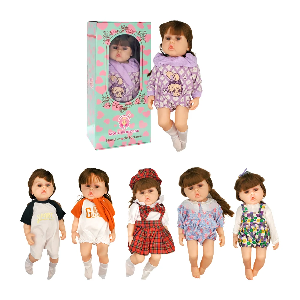 Muñeca grande con cabello largo y ropa infantil, variedad de modelos / lu3777