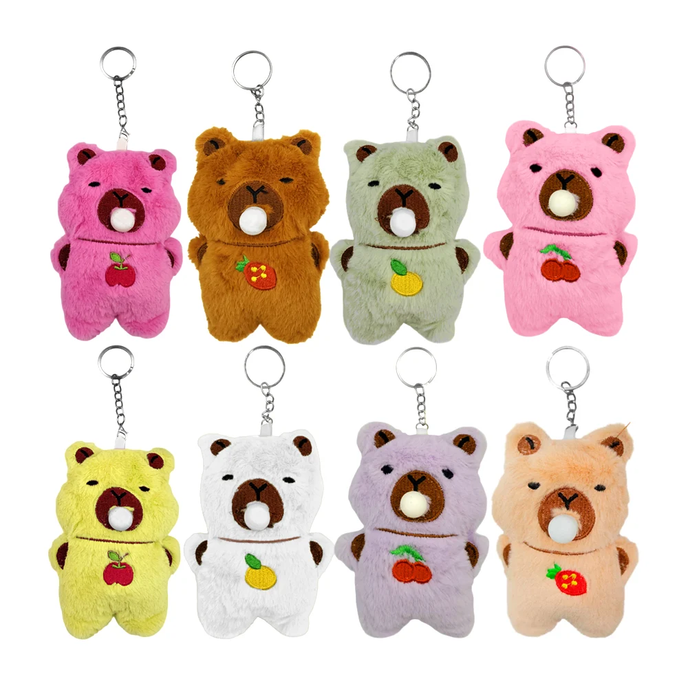 1pza Llavero pequeño con forma de capibara con globito que se infla, variedad