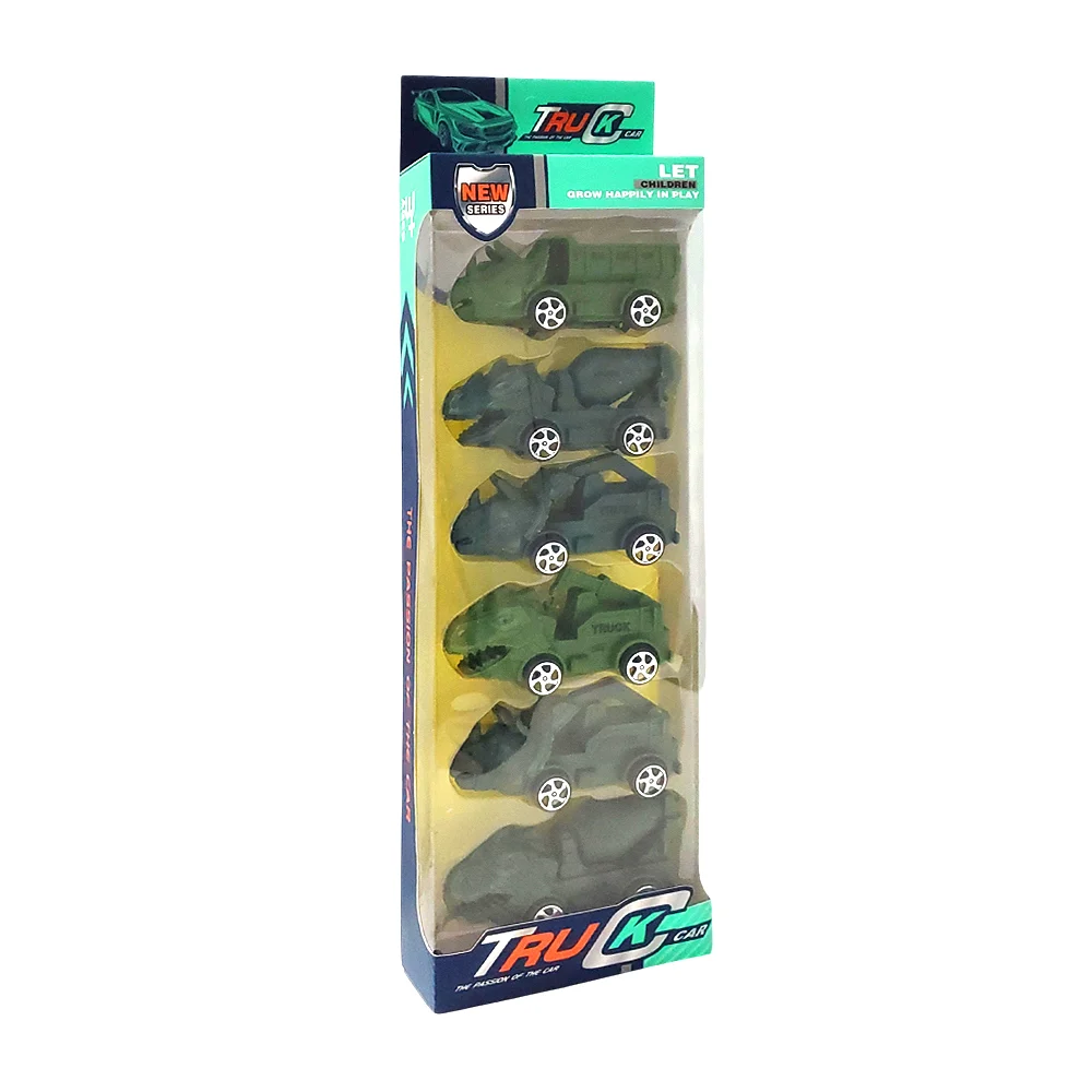 Paquete con 6 carritos camiones de construcción con diseño de dinosaurio / truck