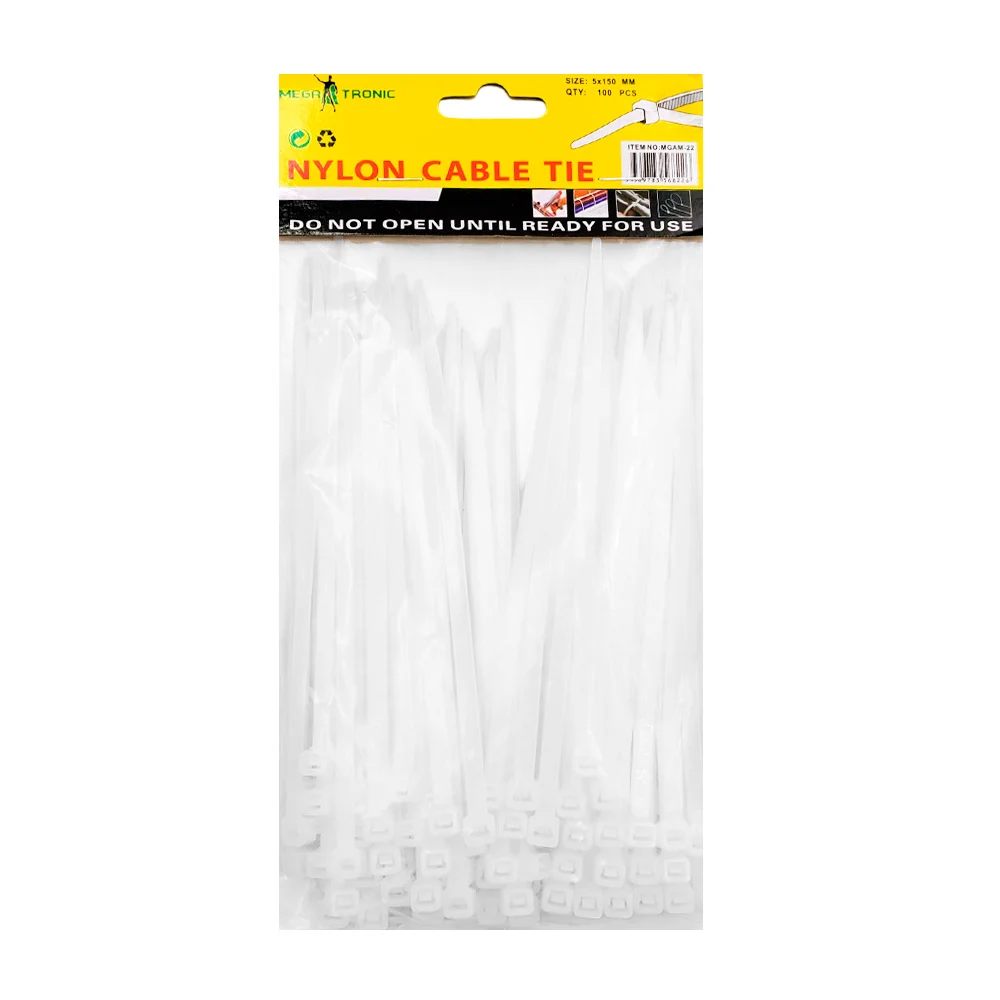 Paquete con 100 cinchos de plástico con medida de 5x150 mm, usos varios