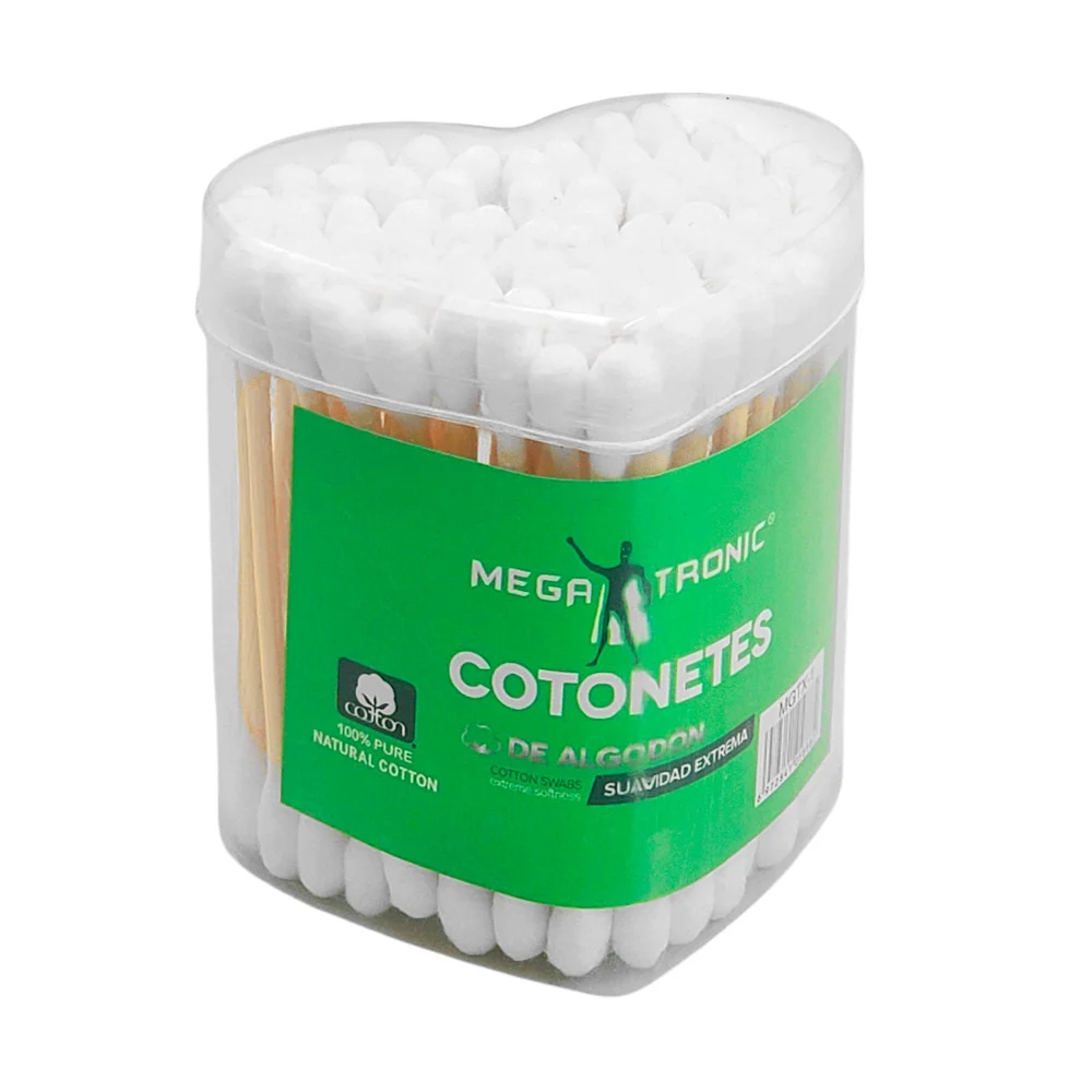 1pza Bote transparente de cotonetes en forma de corazón, usos varios
