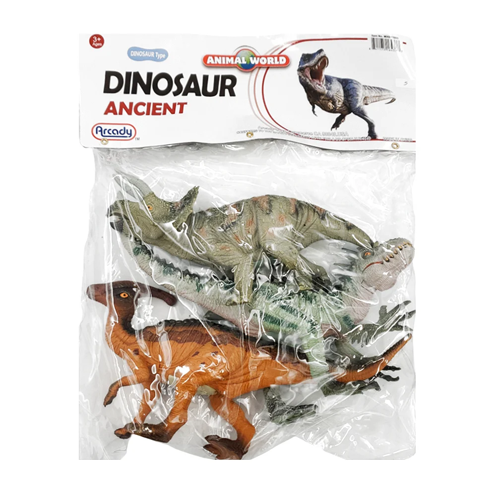 Blíster de 3 figuras plásticas en forma de dinosaurio con sonido, modelos varios