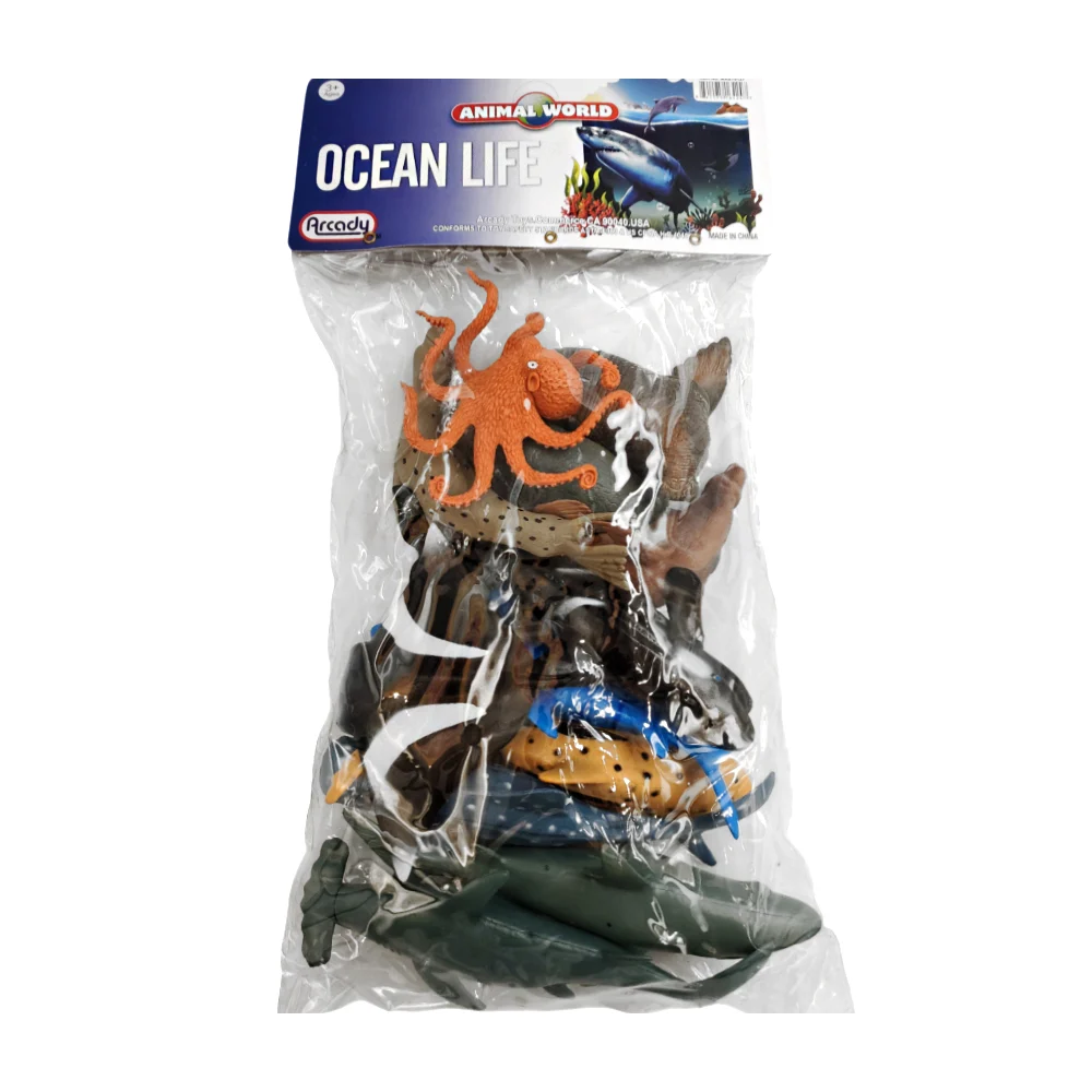 Paquete con 12 figuras plásticas en forma de animales marinos, animales varios