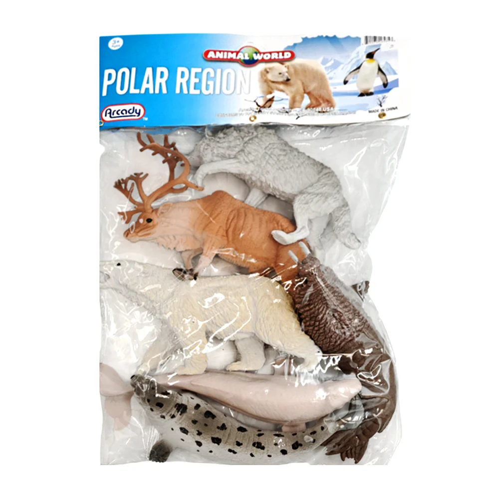 Paquete con 6 figuras plásticas en forma de animales polares, animales varios