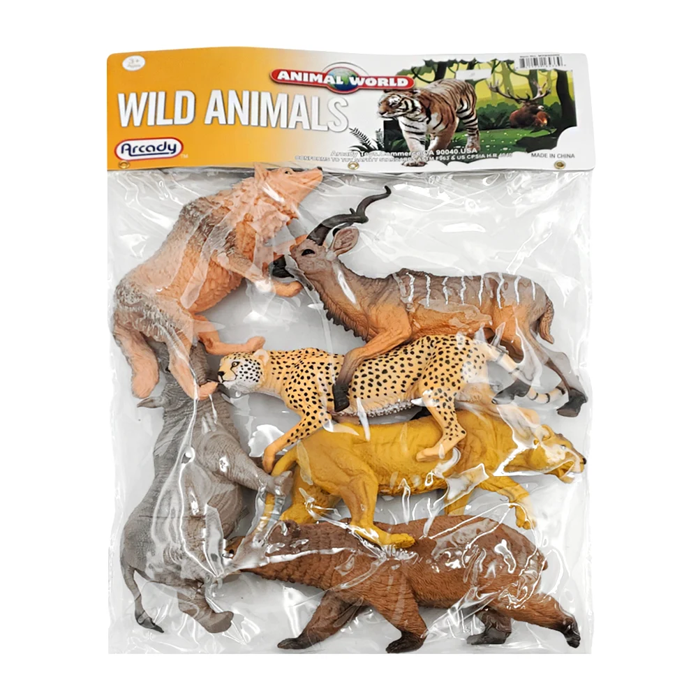 Blíster con 6 figuras de plástico en forma de animales salvajes, modelos varios