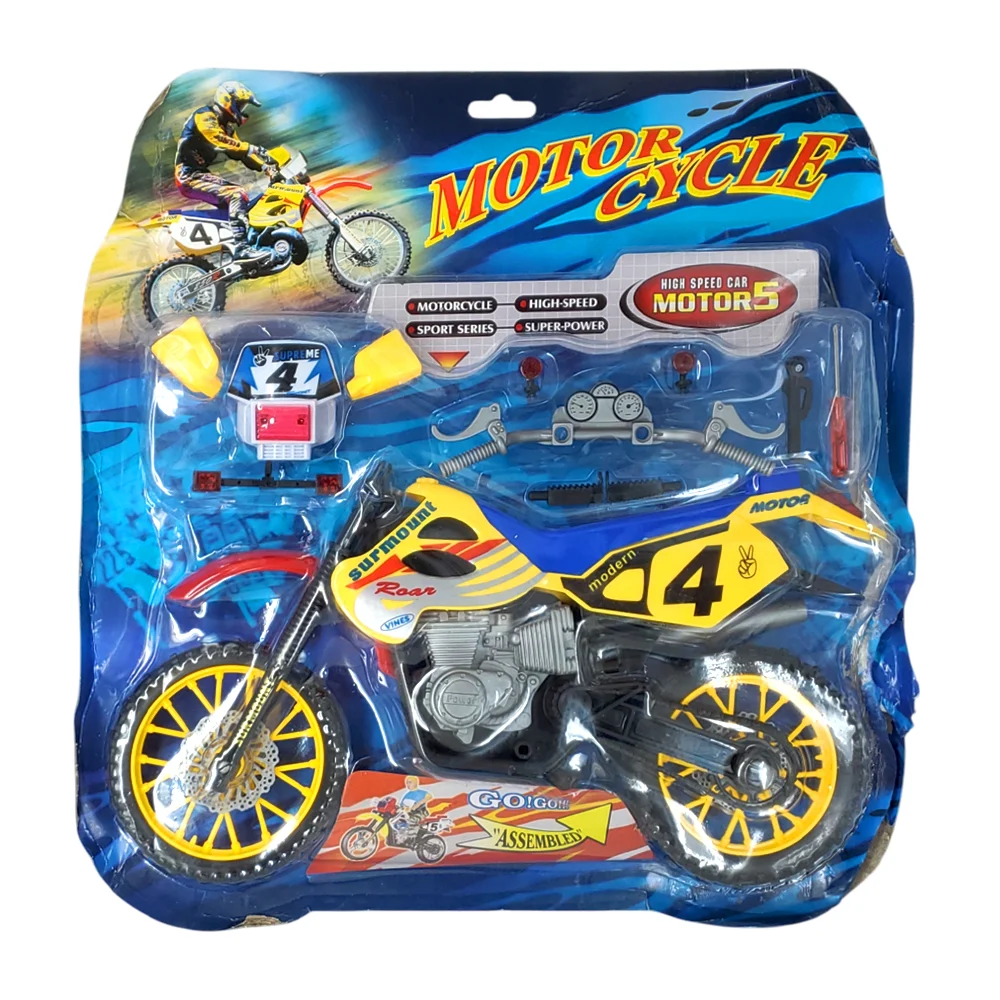 Blíster de motocicleta infantil deportiva plástica, con piezas intercambiables