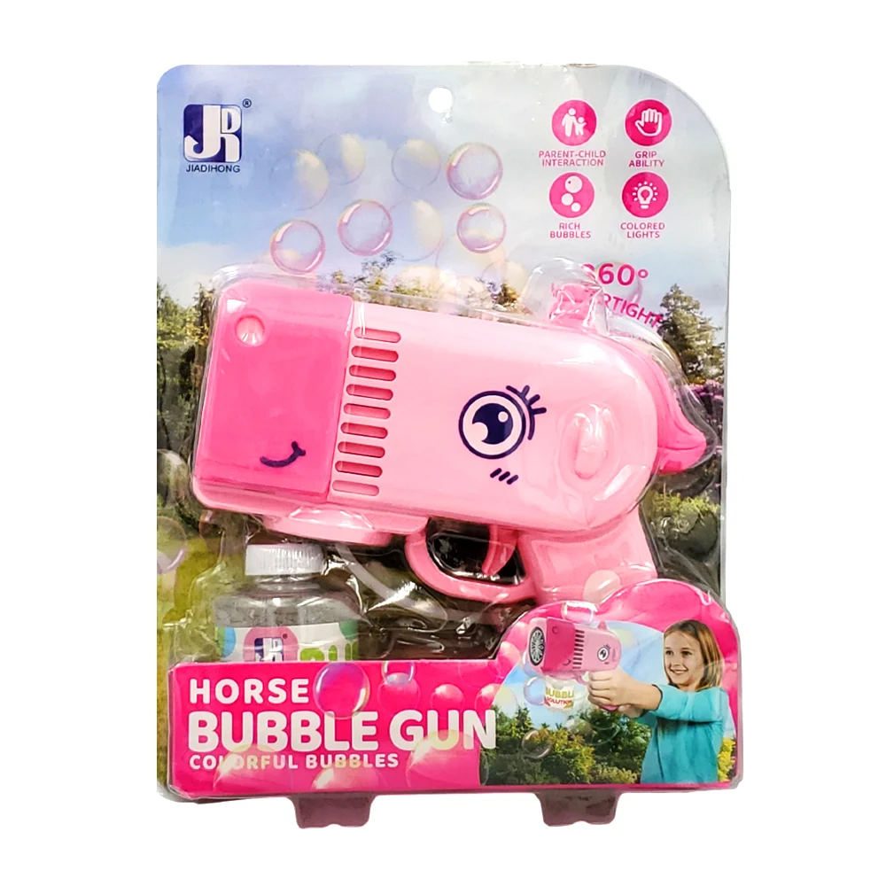 Pistola lanza burbujas infantil en forma de unicornio, de aspas + botella