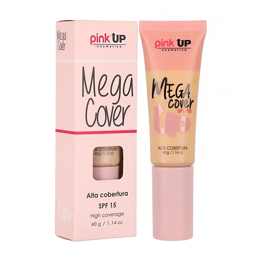 Base de maquillaje pink up de cobertura alta, fps15, tono deep beige 400, 40g