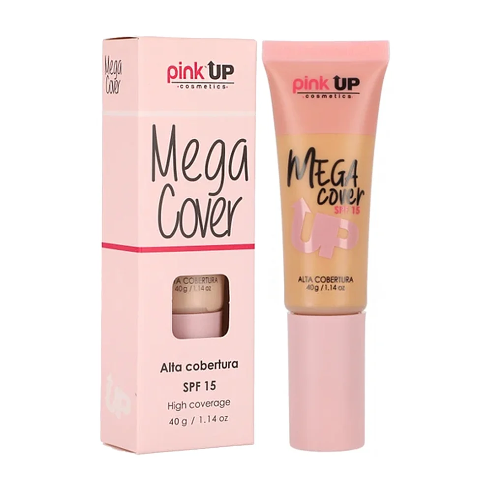 Base de maquillaje pink up de cobertura alta, fps15, tono deep tan 600, 40g