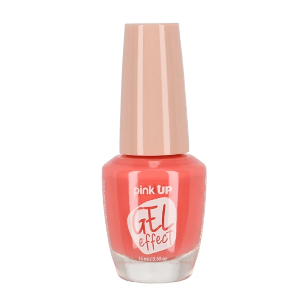 1pza Esmalte con efecto gel pink up para uñas en tono coral, 15ml / pkn58