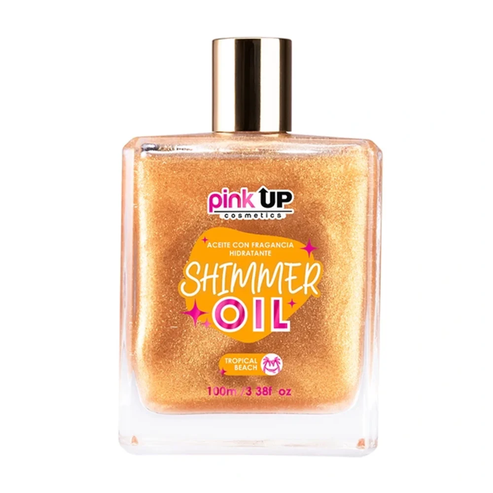 Aceite corporal pink up hidratante con fragancia tropical beach y glitter, 100ml