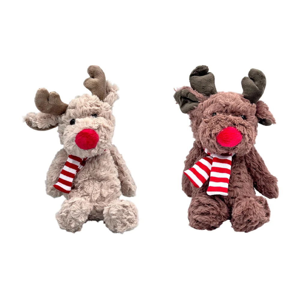 1pza Peluche de reno navideño afelpado con bufanda, variedad de colores
