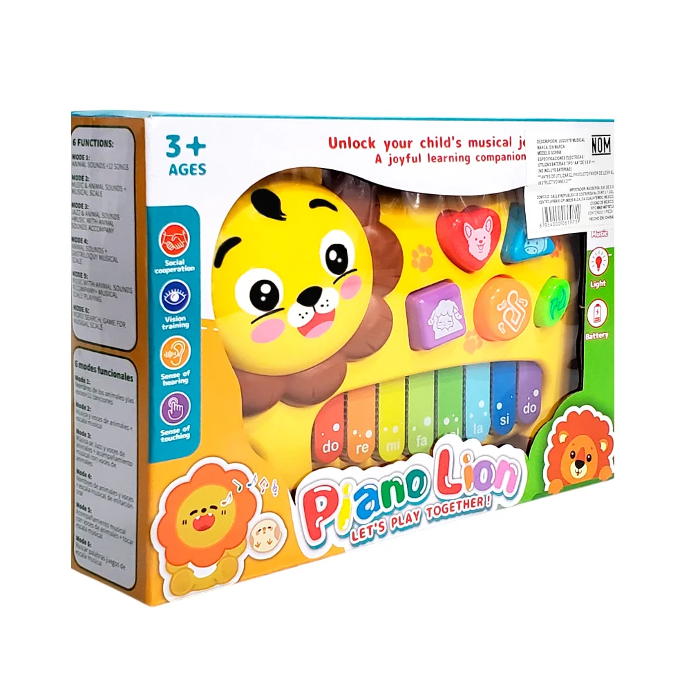1pz Juguete teclado de plástico, infantil con forma de león y botones de función